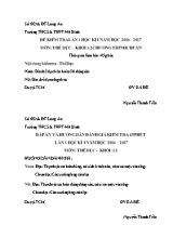 Bộ đề kiểm tra một tiết Thể dục lớp 12 - Năm học 2016-2017 - Trường THPT Mỹ Bình